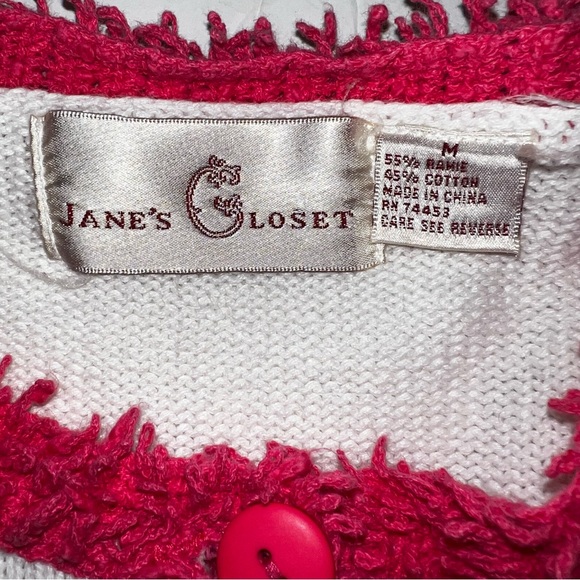 Vintage Jane’s Closet Flamingo 3/4 Sleeve Button Front Cardigan Sweater Sz M - Picture 3 of 14
